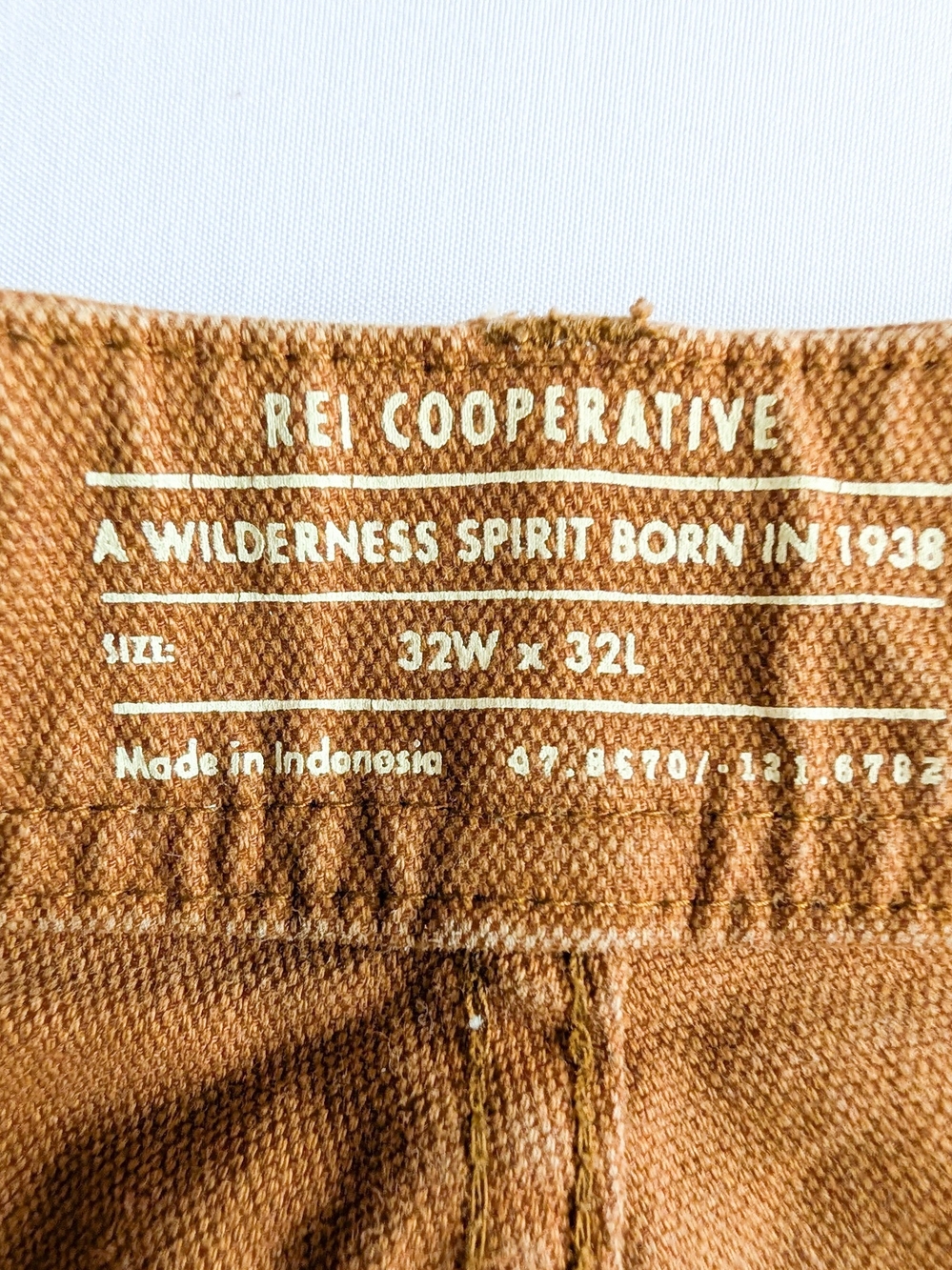 REI Cooperative Pants Mens 32x32 Caramel Brown Canvas Cargo Workwear Utility - Picture 2 of 9